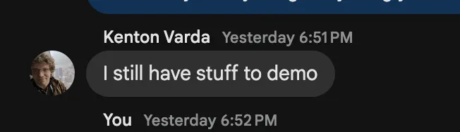 kenton says he wants to demo something